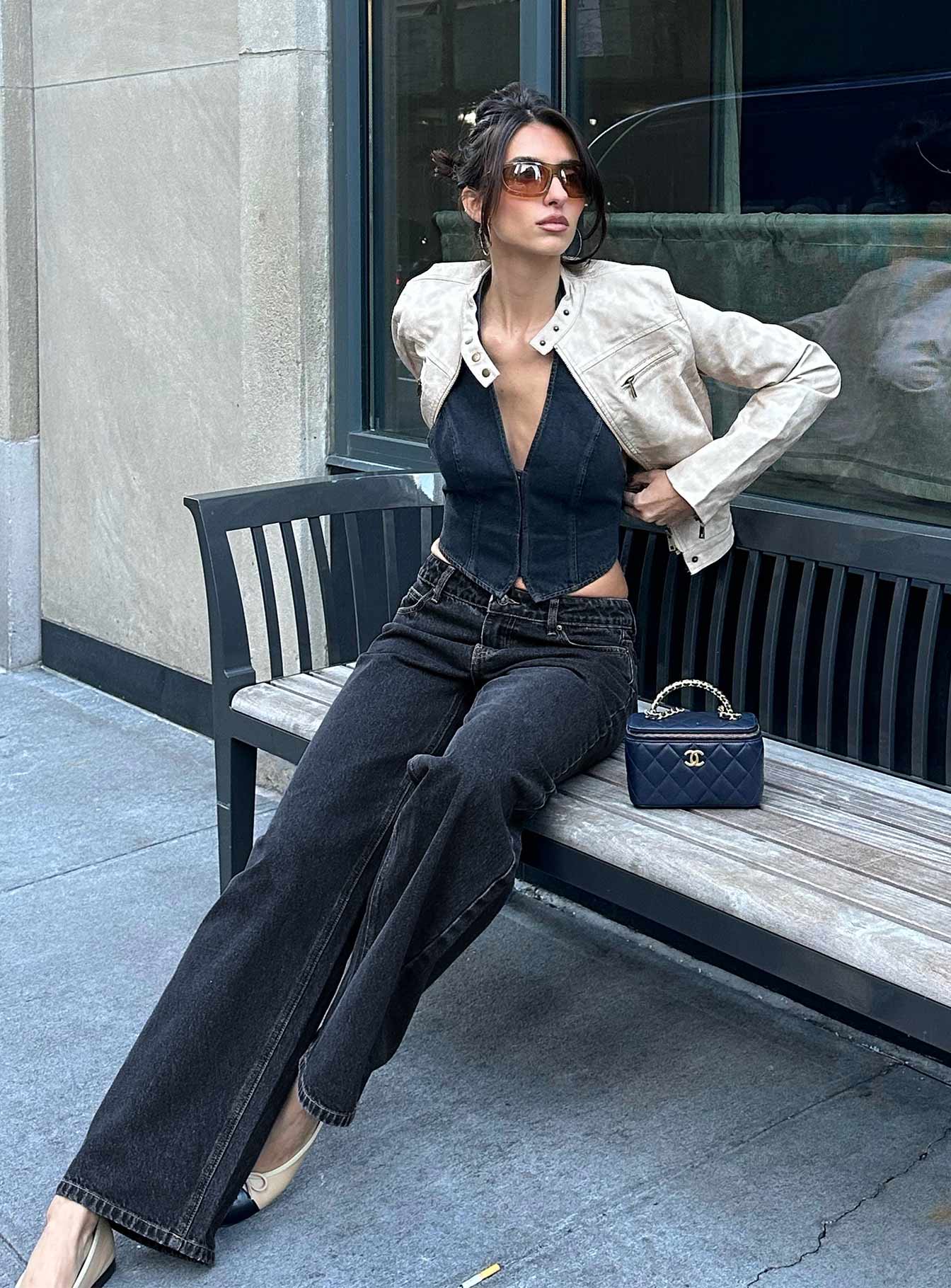 Top Model Low Rise Straight Leg Jeans Charcoal