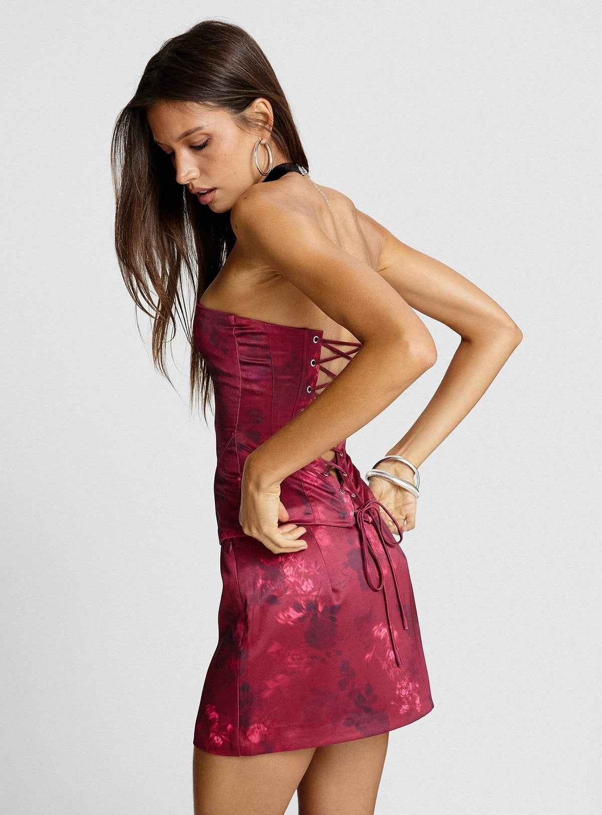 Lovesita Corset Top Red Floral