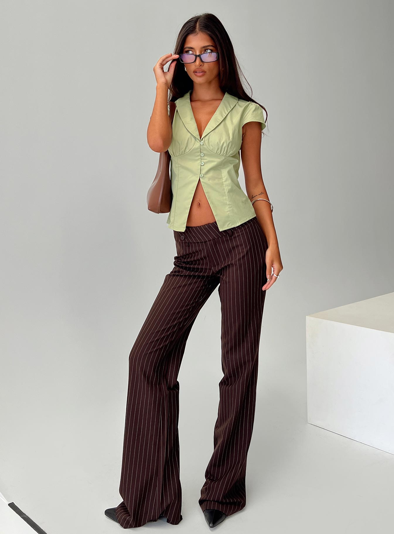 Crowd Control Collared Top Sage