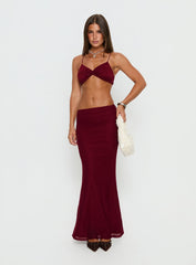Delores Ruched Maxi Skirt Red