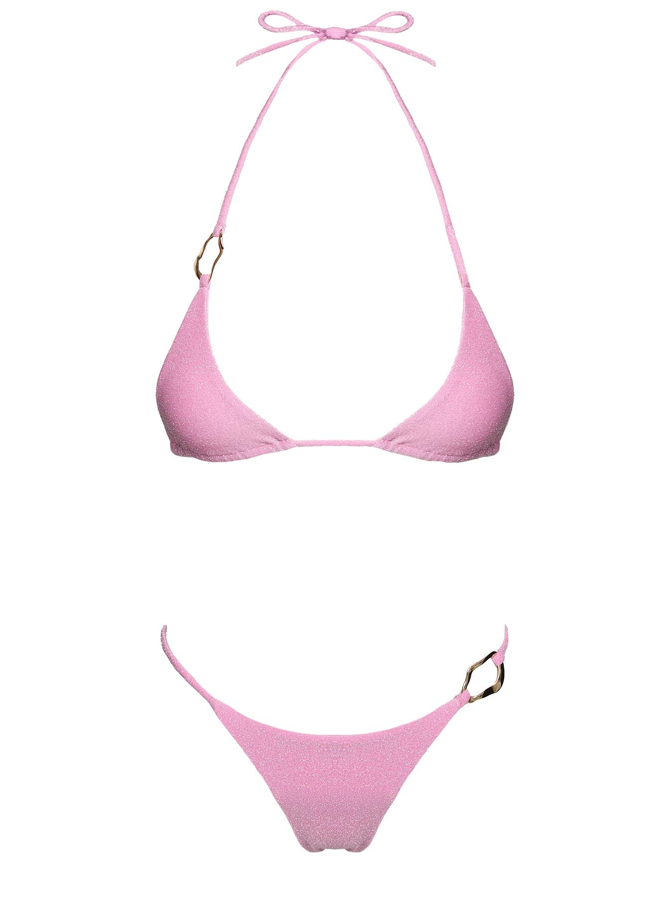 Aimi Glitter Triangle Bikini Top Pink