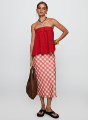 Ethel Strapless Linen Top Red