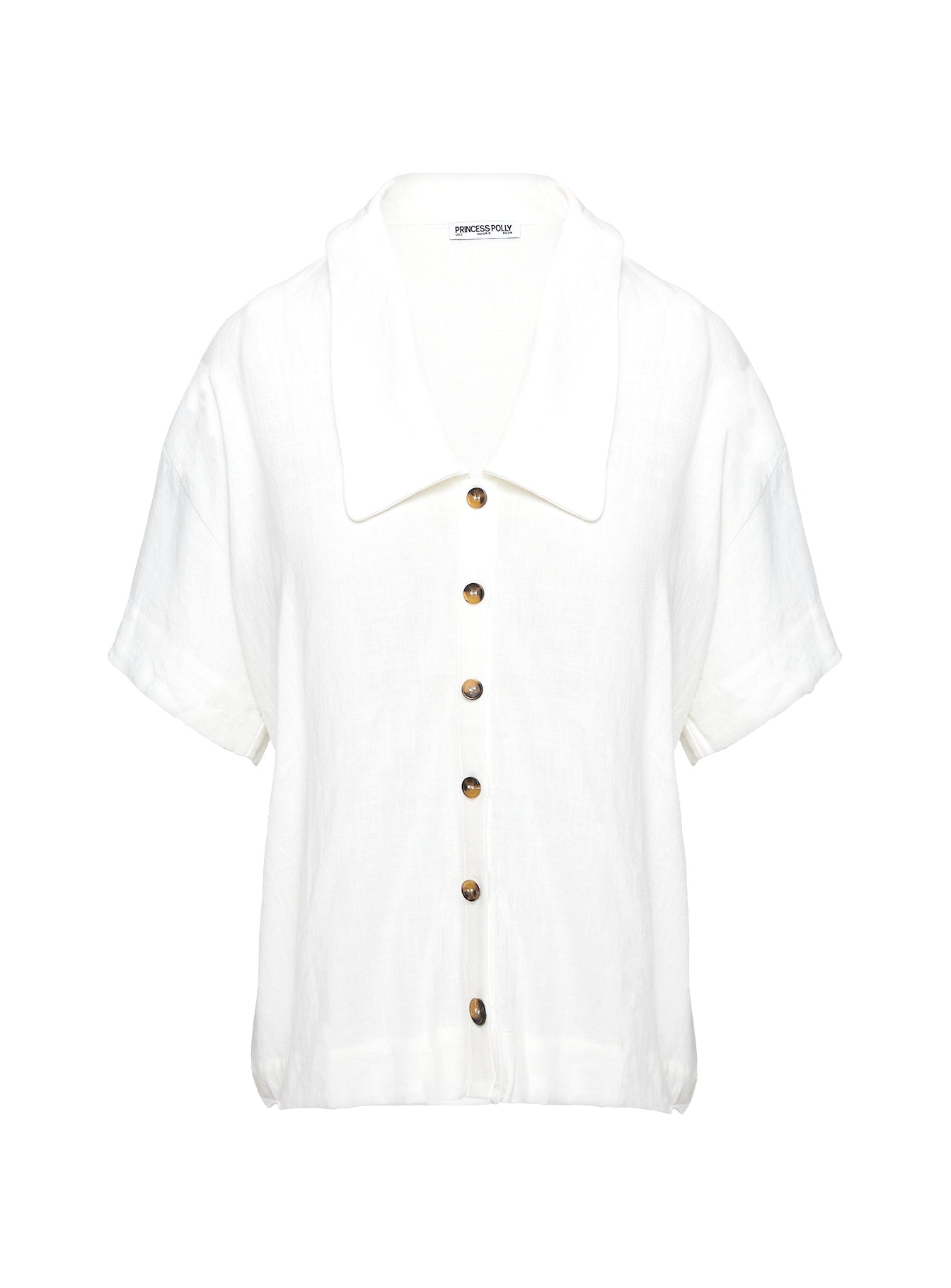 Goody Linen Button Front Top White
