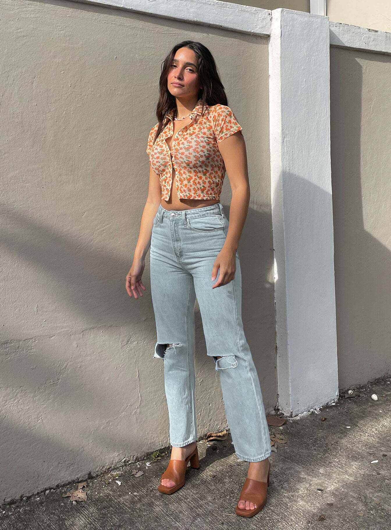 Holland High Rise Straight Leg Jeans Denim