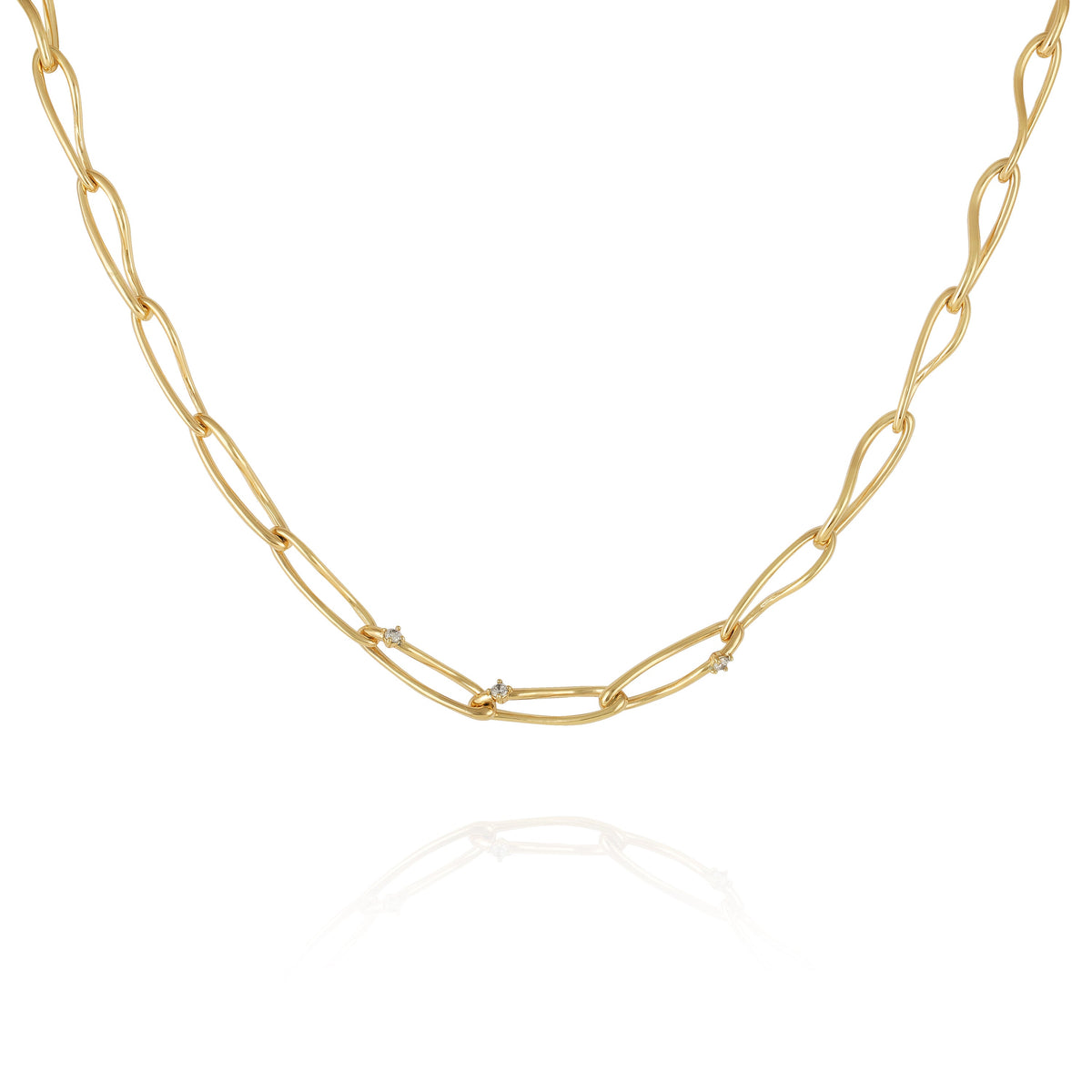 Goldtone Twisted Link Chain Necklace