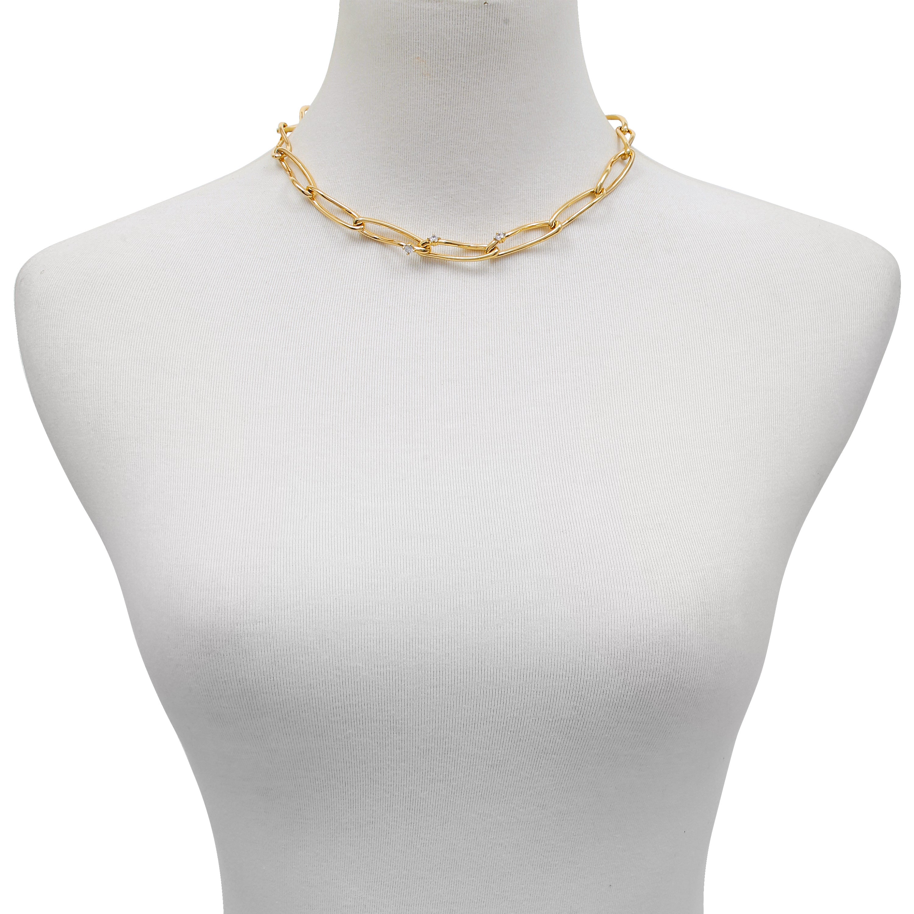 Goldtone Twisted Link Chain Necklace