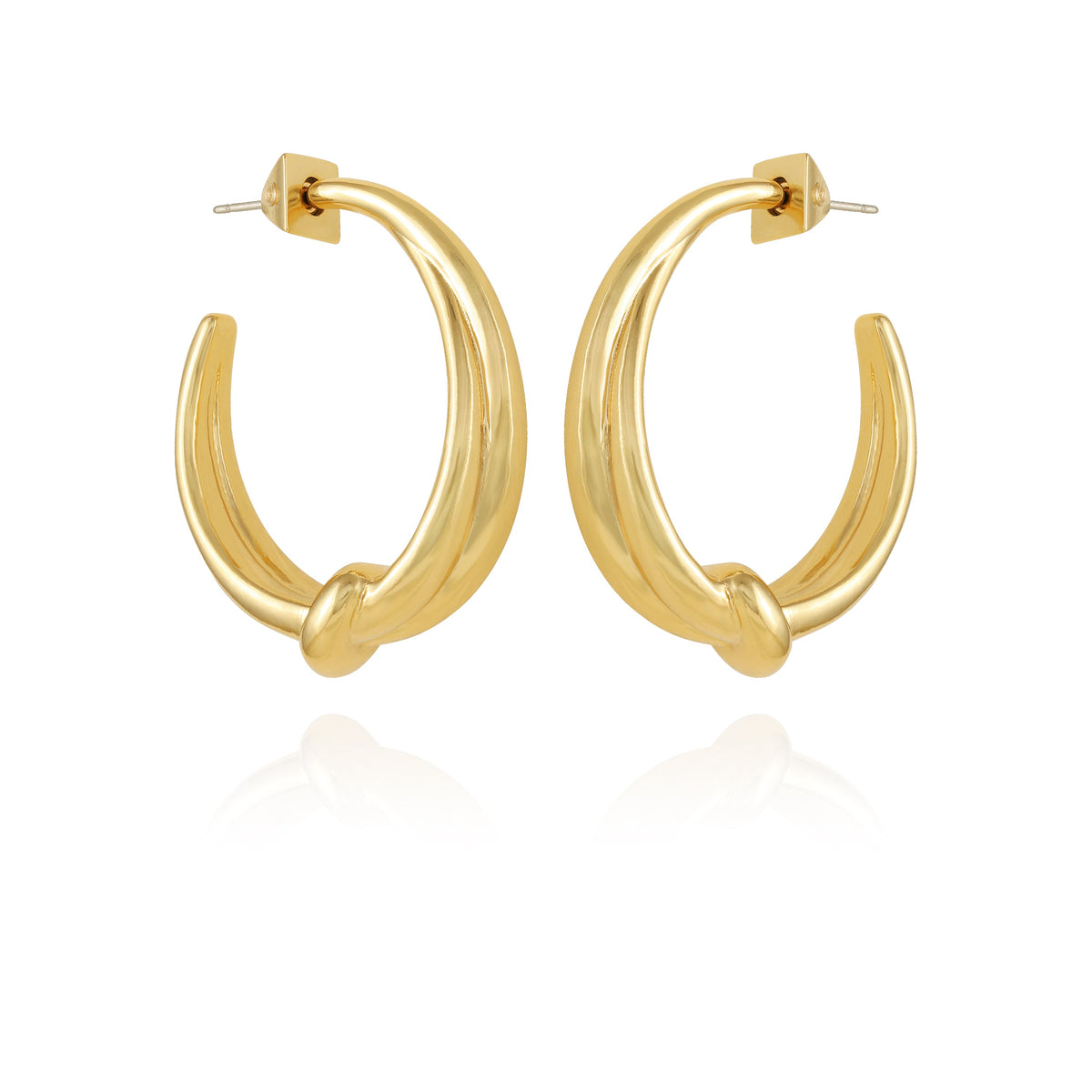 Goldtone Open Knotted Hoop Earrings