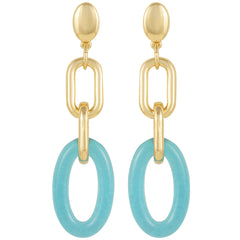 Goldtone Blue Candy Interlocking Drop Earrings