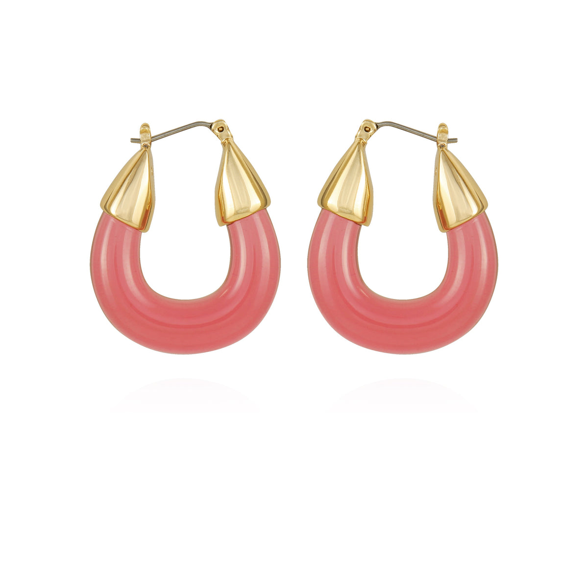 Goldtone Pink Candy Hoop Earrings