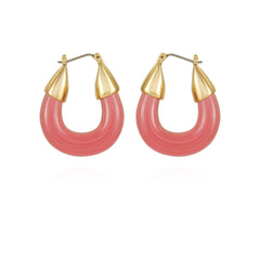 Goldtone Pink Candy Hoop Earrings