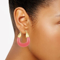 Goldtone Pink Candy Hoop Earrings