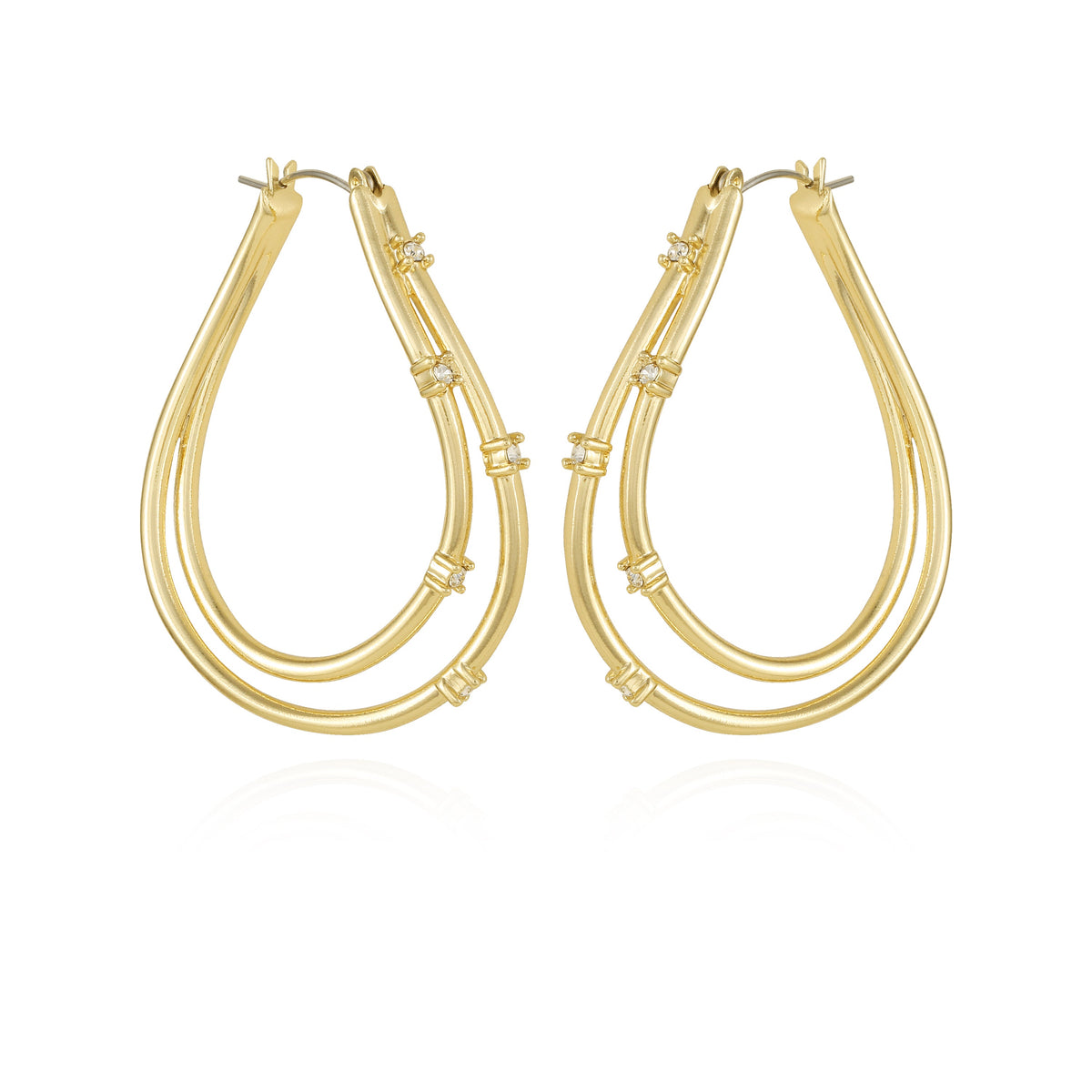 Goldtone Double Oval Hoop Earrings