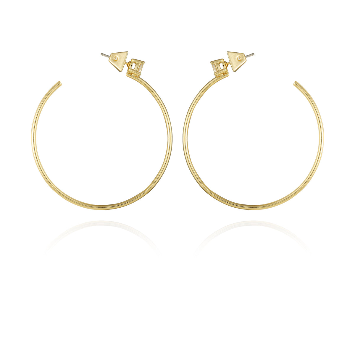 Goldtone Cubic Zirconia Open Hoop Earrings