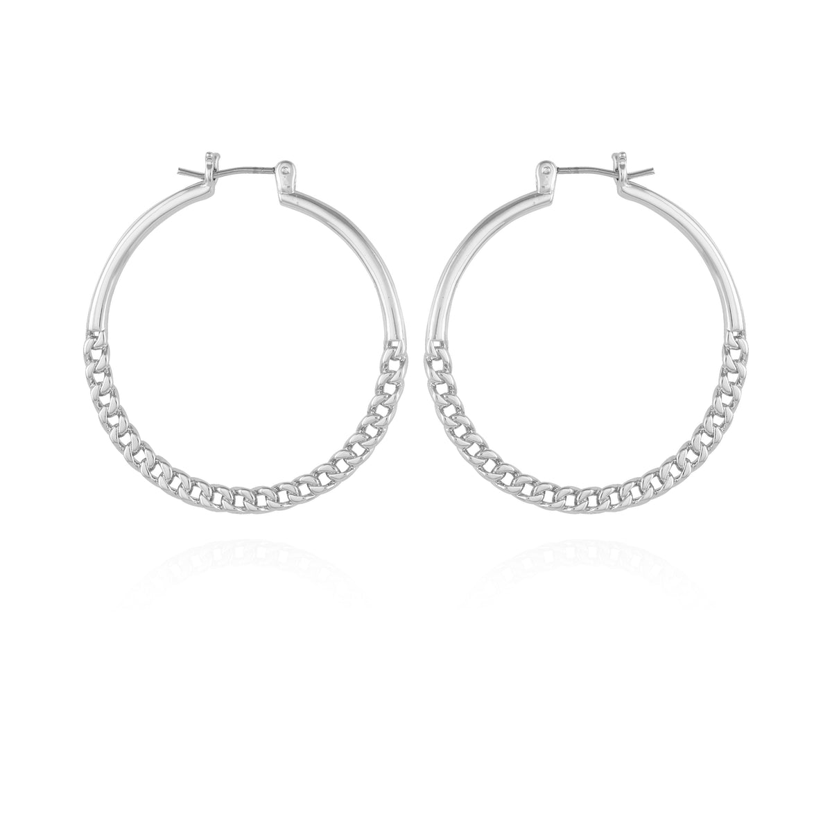 Silvertone Chain Link Hoop Earrings