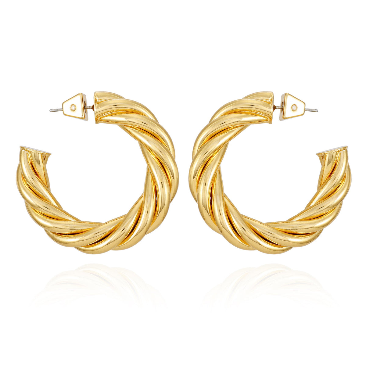 Goldtone Textured Rope Hoop Earrings
