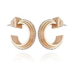 14K Goldtone Crystal Huggie Hoop Earring