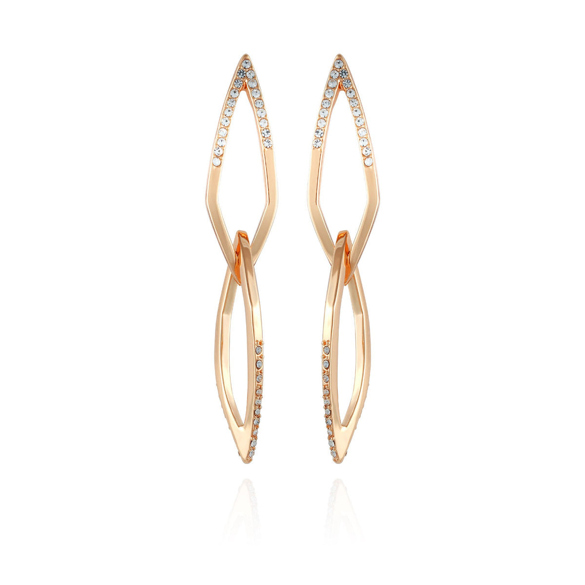 14K Goldtone Crystal Stone Link Drop Earring