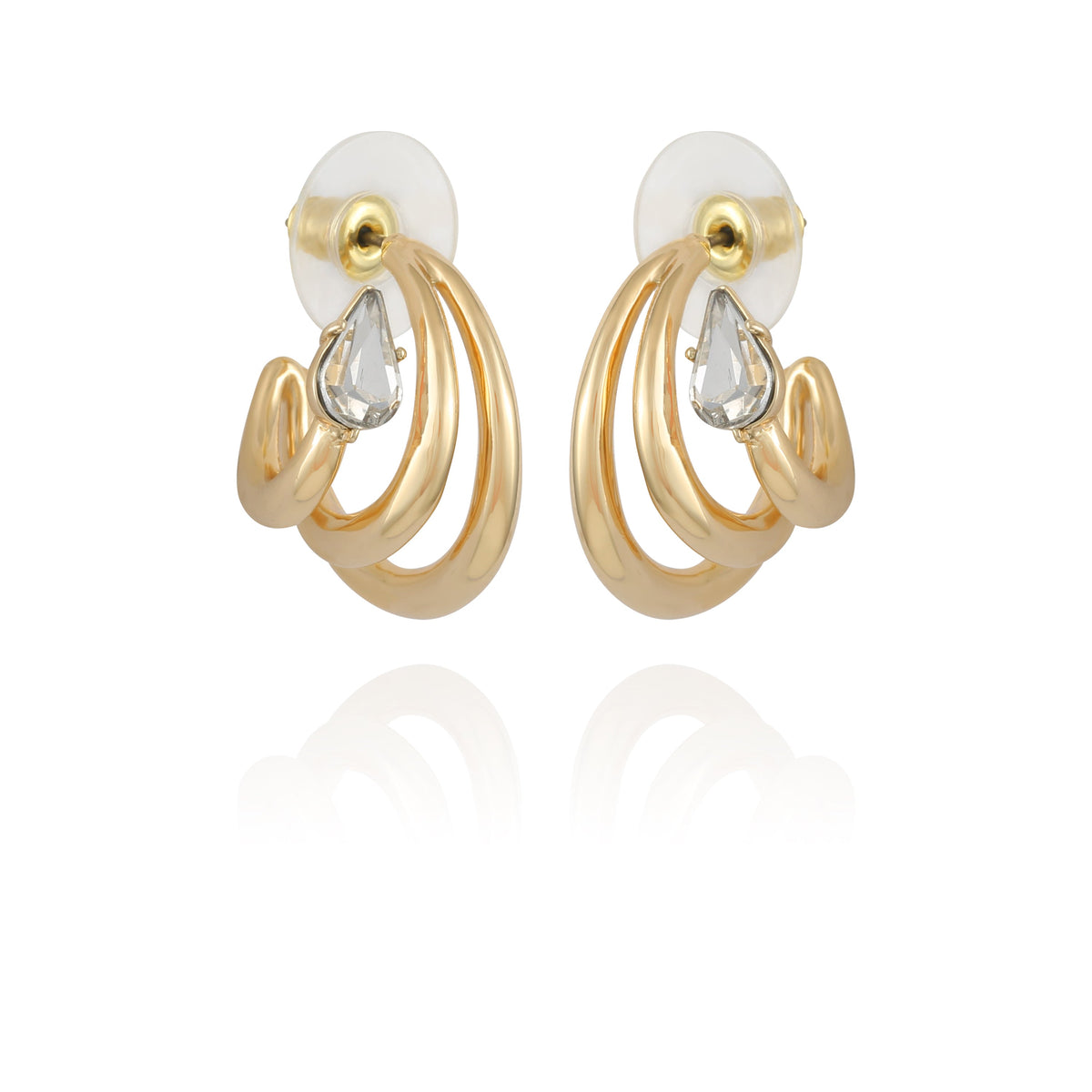 Goldtone Crystal Stone Small Hoop Earring