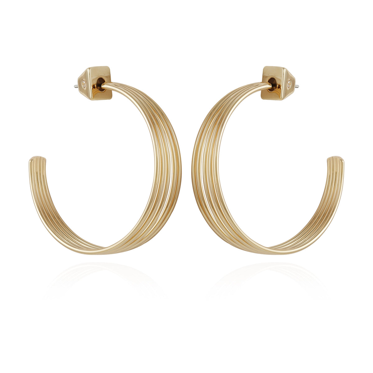 Goldtone Open Stacked Hoop Earrings
