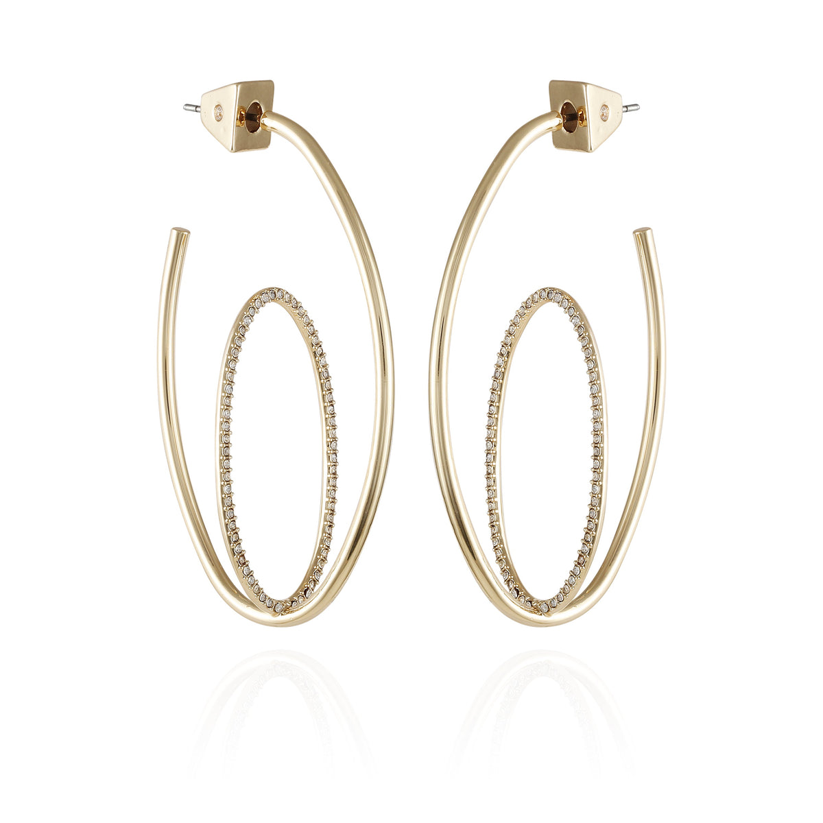 Goldtone Crystal Stone Orbital Hoop Earrings