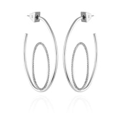 Silvertone Orbital Double Hoop Earrings