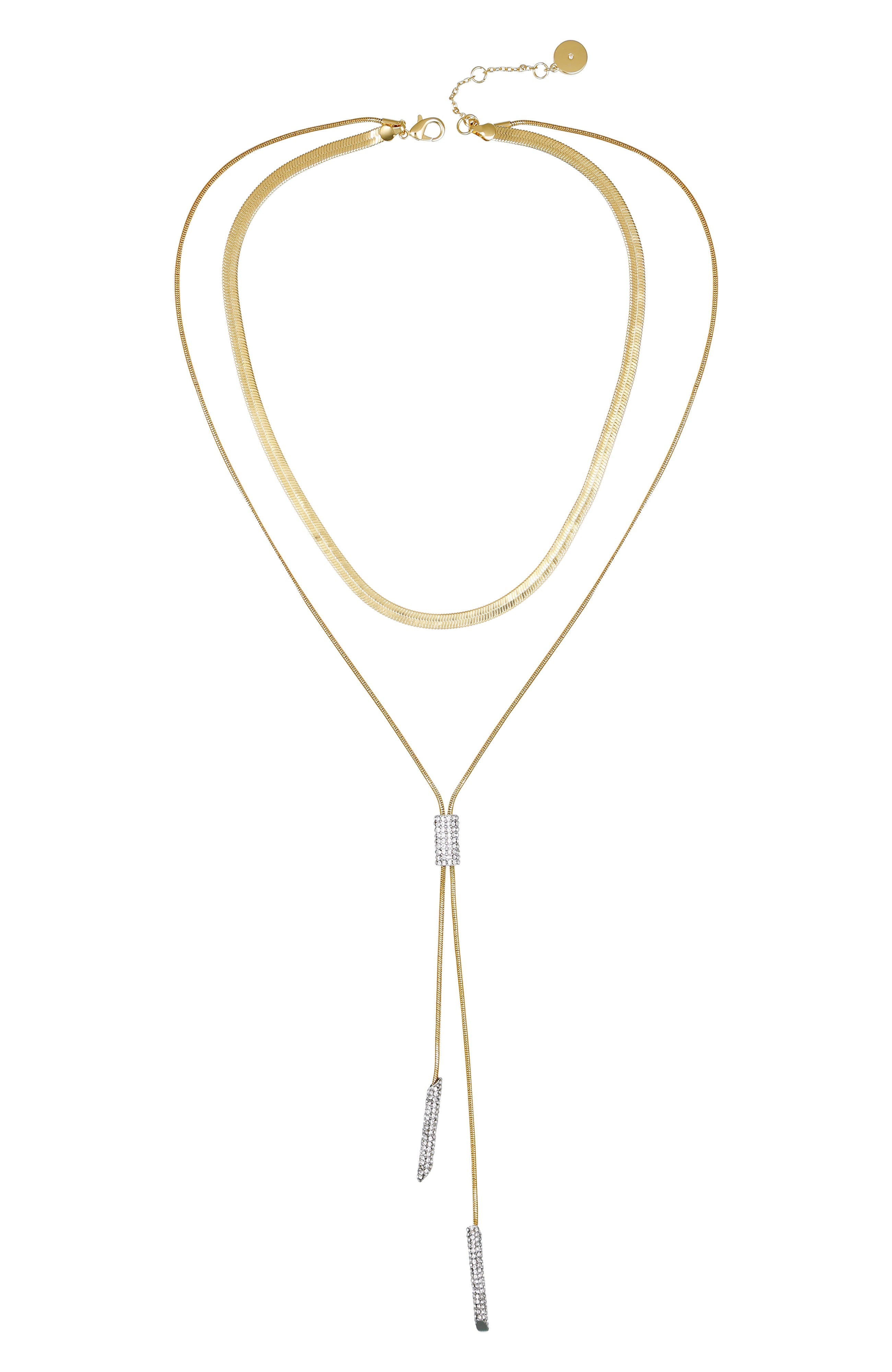 Layered Goldtone & Crystal Pendant Necklace