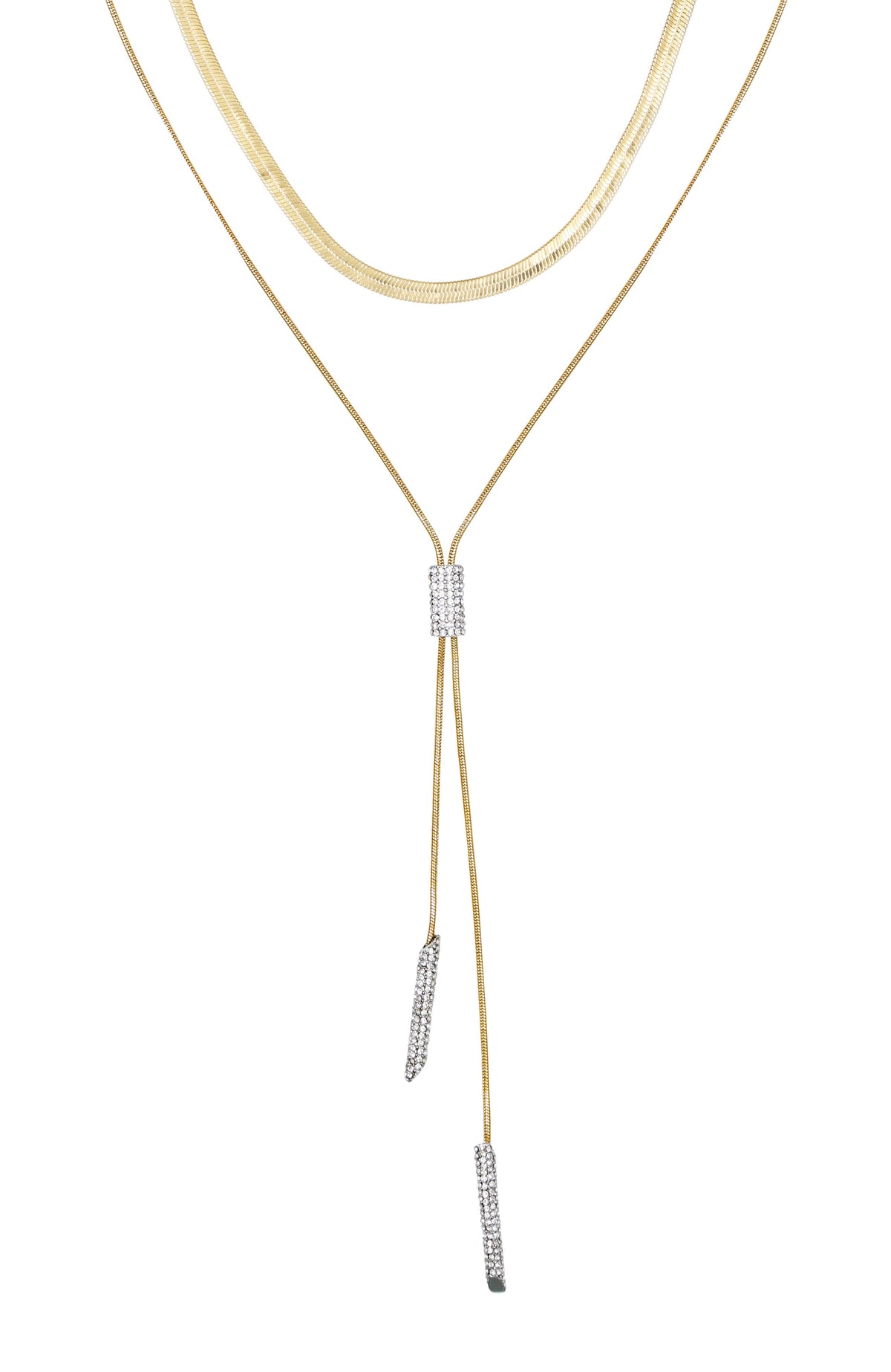 Layered Goldtone & Crystal Pendant Necklace