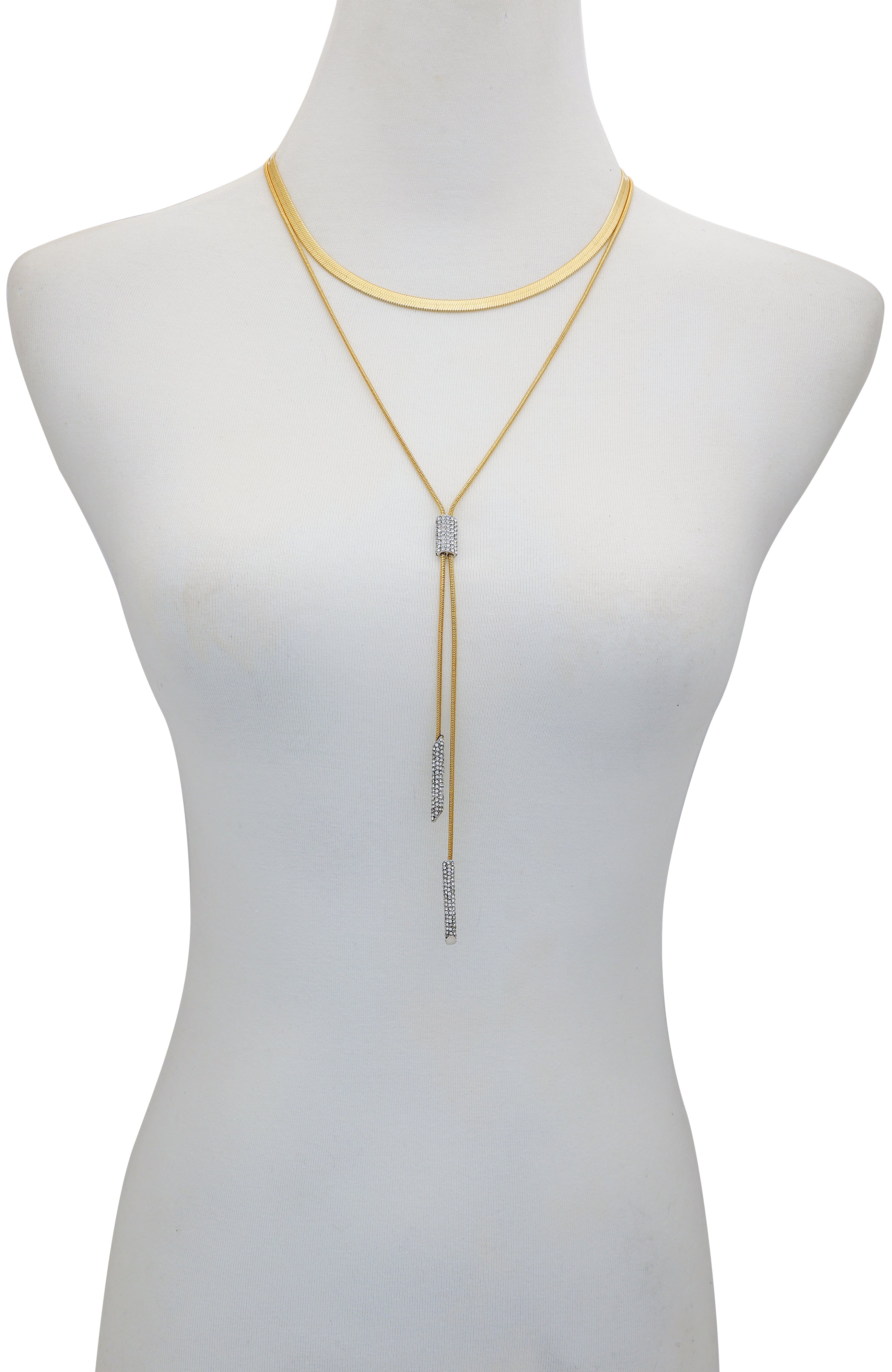 Layered Goldtone & Crystal Pendant Necklace
