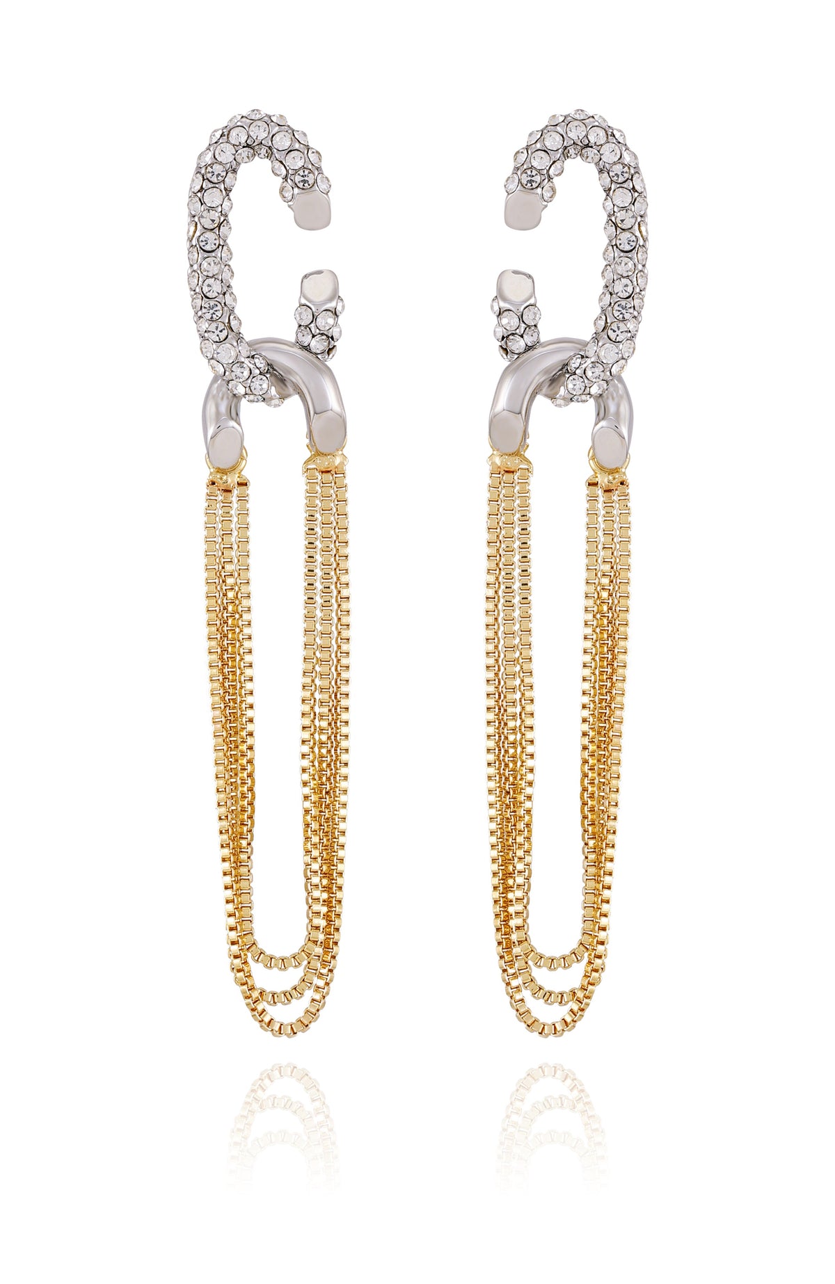 Twotone Link Chain Drop Dangle Earrings