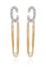 Twotone Link Chain Drop Dangle Earrings