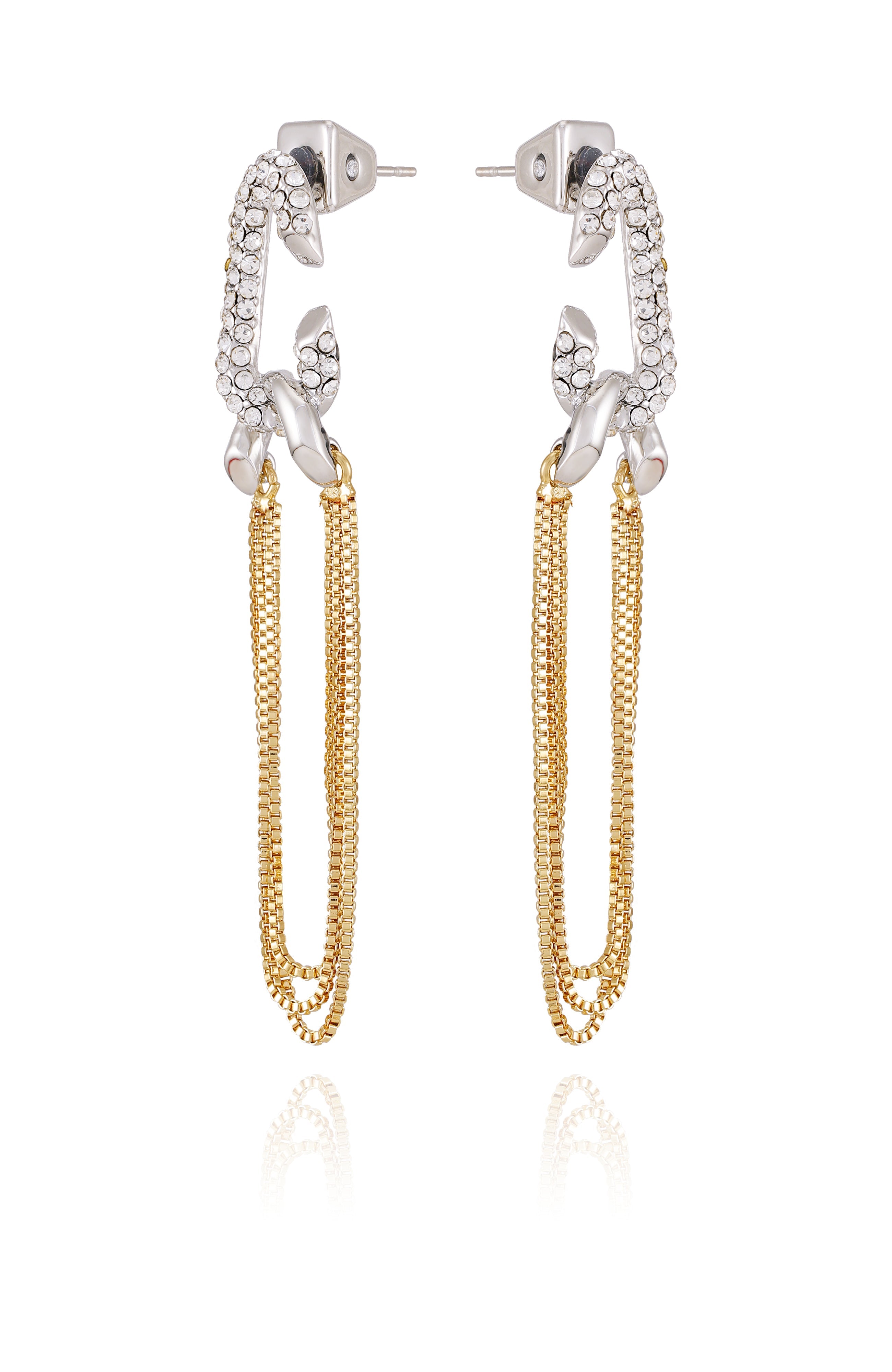 Twotone Link Chain Drop Dangle Earrings