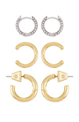 Goldtone & Crystal Hoop Earring Set