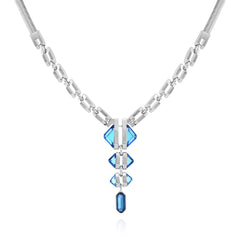 Silvertone Blue Stone Pendant Statement Necklace