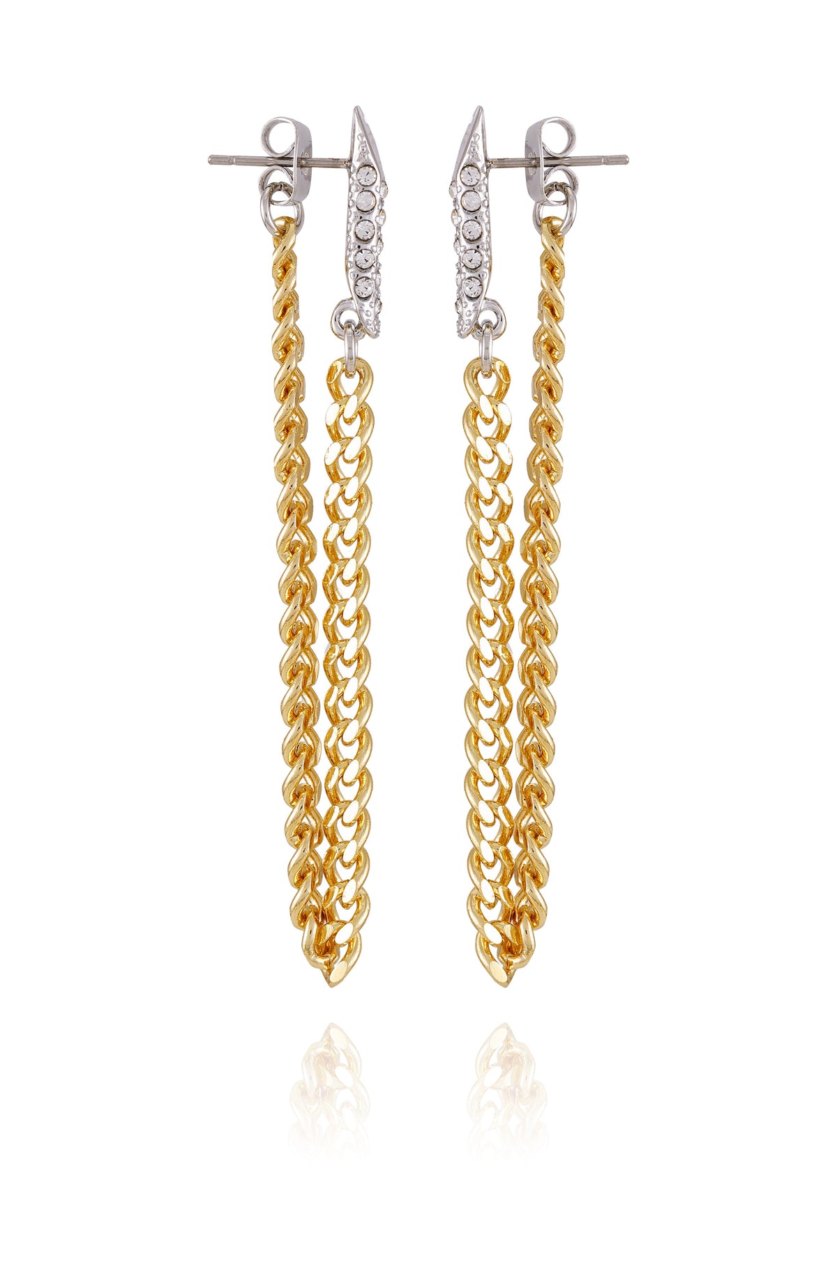 Crystal Stone Chain Drop Statement Earrings
