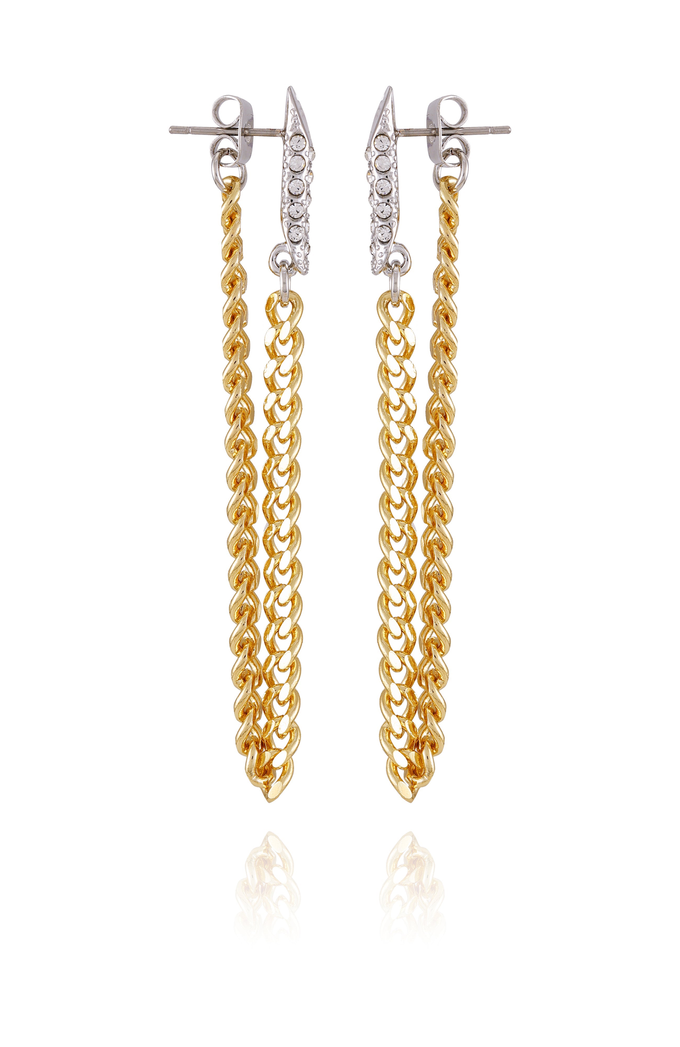 Crystal Stone Chain Drop Statement Earrings