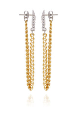 Crystal Stone Chain Drop Statement Earrings