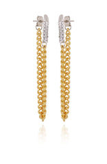Crystal Stone Chain Drop Statement Earrings