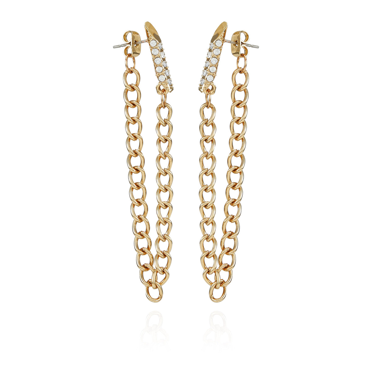 Crystal Stone Chain Drop Statement Earrings