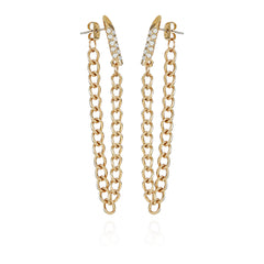 Crystal Stone Chain Drop Statement Earrings