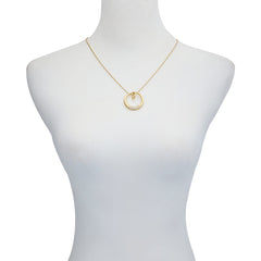 Goldtone Crystal Stone Circle Pendant Necklace