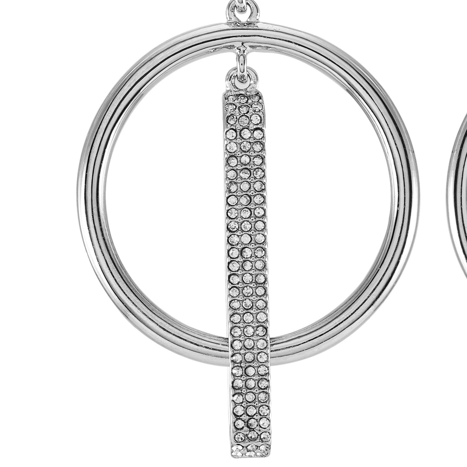 Silvertone Hoop Drop Clip On Earrings