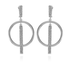 Silvertone Hoop Drop Clip On Earrings