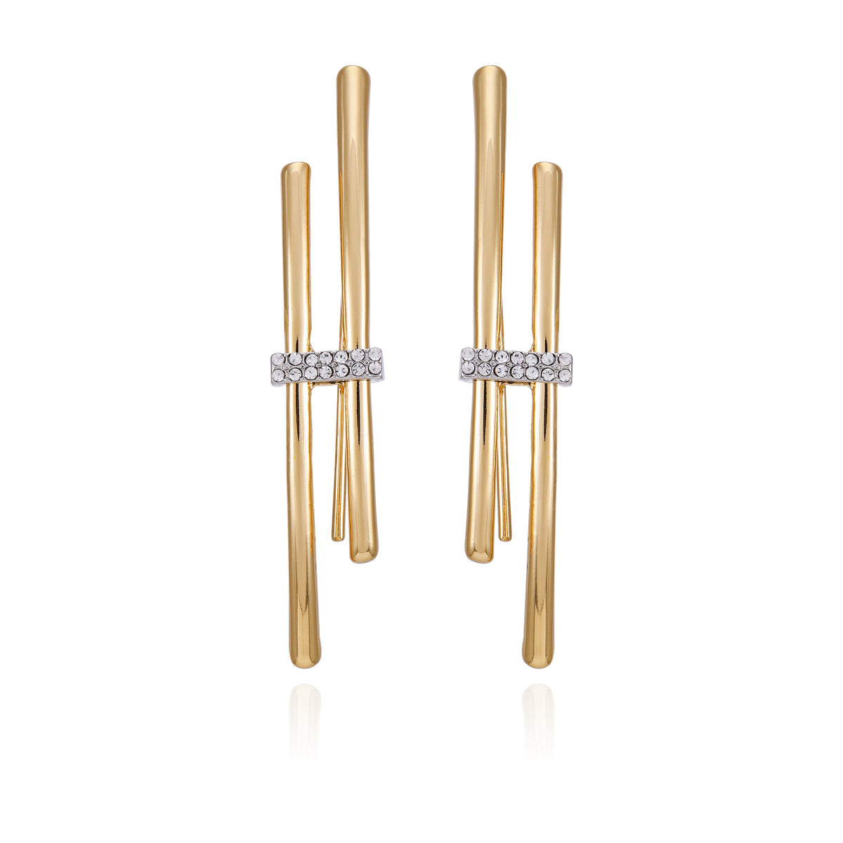 Goldtone Crystal Stone Fish Hook Earrings