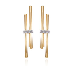 Goldtone Crystal Stone Fish Hook Earrings