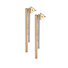 Two Tone Glass Stone Bar Drop Earrings