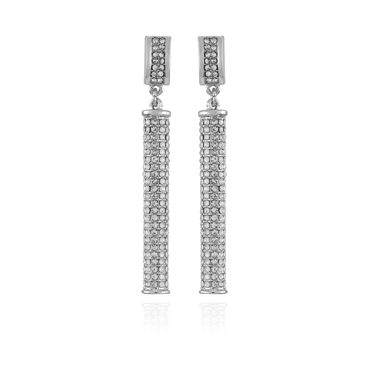 Silvertone Crystal Stone Drop Earrings