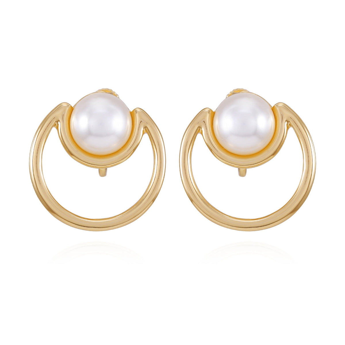 Goldtone Pearl Clip On Earrings