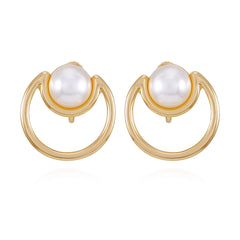 Goldtone Pearl Clip On Earrings