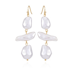Goldtone Pearl Linear Drop Earrings