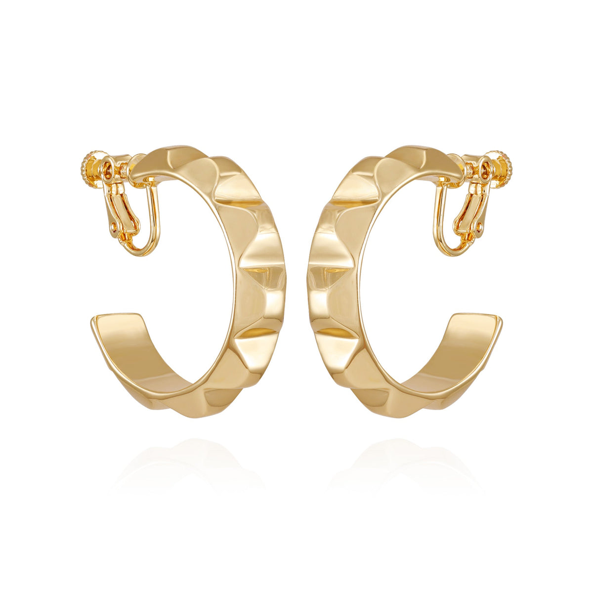 Goldtone Chunky Clip On Hoop Earrings